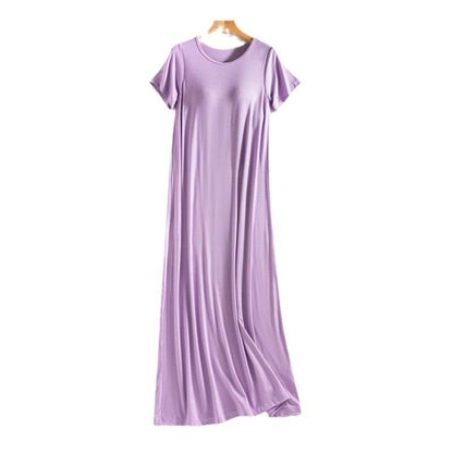 One-piece, frameless, bras free, long casual short-sleeved nightgown - Price Value Store
