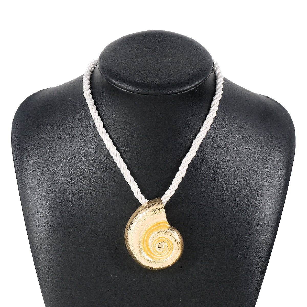 Personalized conch and starfish pendant necklace earrings - Price Value Store