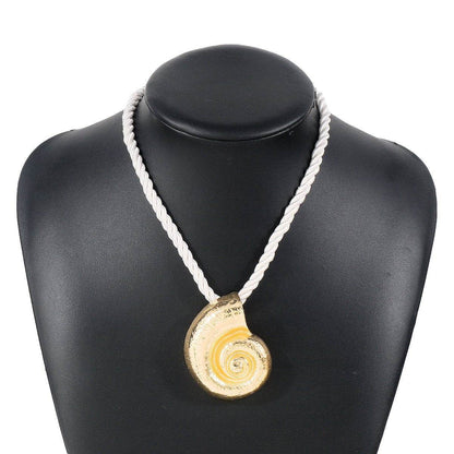 Personalized conch and starfish pendant necklace earrings - Price Value Store
