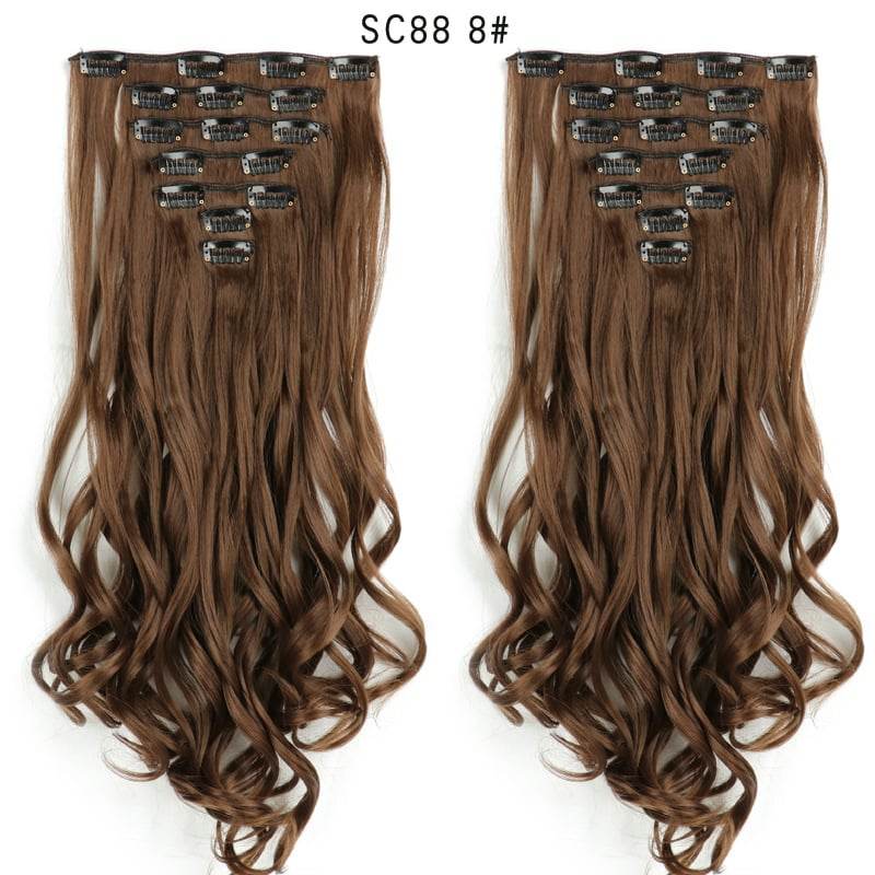 Seven Piece Wig Piece 16 Card Women Chemical Fibre High Temperature Silk Wig Long Curly Hair - Price Value Store