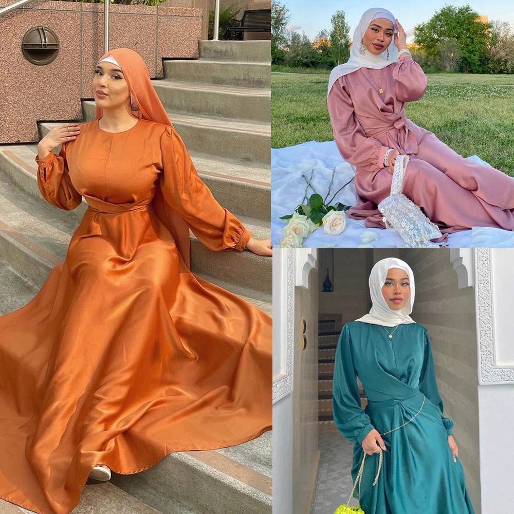 Solid-color long robe and ankle-length dress - Price Value Store