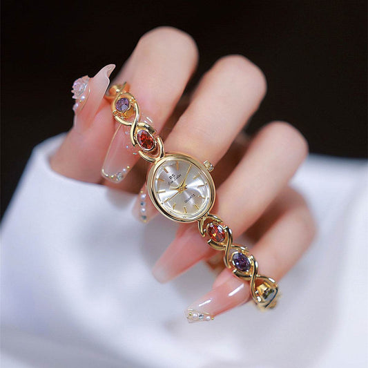 BS brand 2023 New HOT Watch Factory Direct fashion trend Oval color treasure rainbow light luxury F1726 - Price Value Store