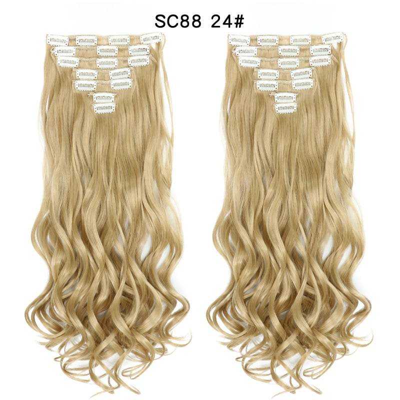 Seven Piece Wig Piece 16 Card Women Chemical Fibre High Temperature Silk Wig Long Curly Hair - Price Value Store