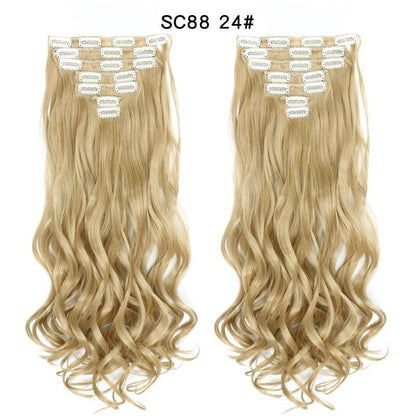 Seven Piece Wig Piece 16 Card Women Chemical Fibre High Temperature Silk Wig Long Curly Hair - Price Value Store