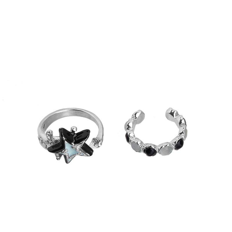 Blue Star Ring Women Premium Feeling Cat's Eye Stone Index Ring - Price Value Store
