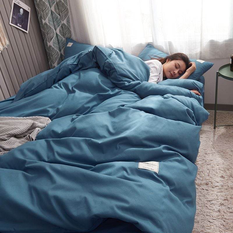 Four-piece Set Nordic Style Wash Cotton Quilt Cover Net-red Bed Sheet Student Dormitory Bedding - Price Value Store