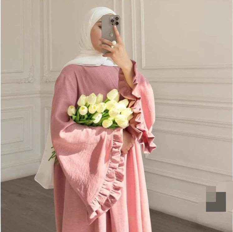 Fashionable and Elegant Pure Color Petal Sleeve Dress - Price Value Store