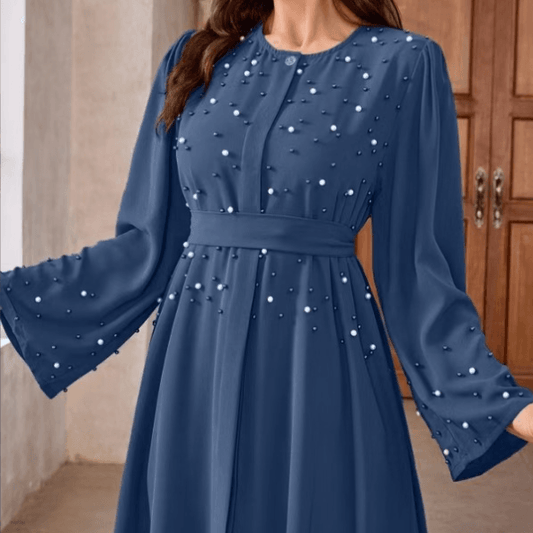 Long-sleeved pearl long dress - Price Value Store