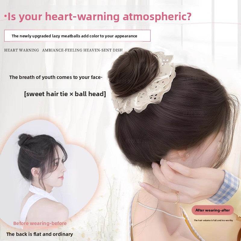 Lace-trimmed bun hair loop wig - Price Value Store