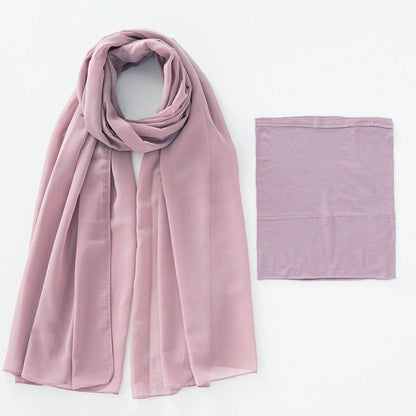 Modal Elastic Bucket Cap with Pearl Chiffon Scarf Set - Price Value Store