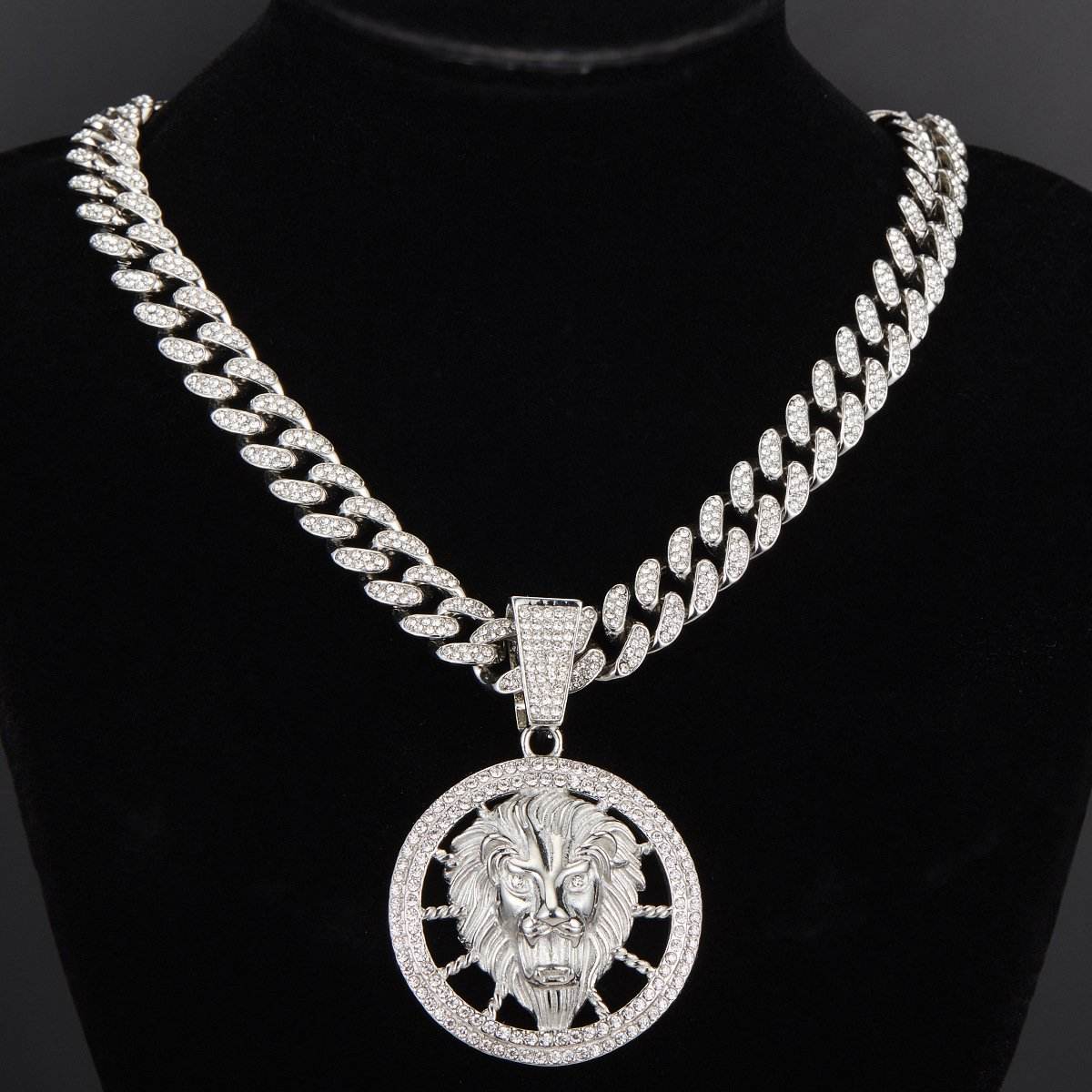 Animal Zinc Alloy Diamond Pendant Cuban Chain Necklace - Price Value Store