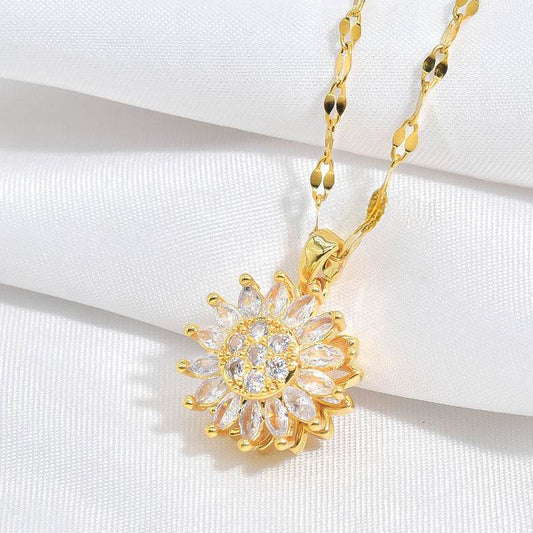 Light luxury rotatable sunflower necklace - Price Value Store