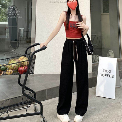 Corduroy double-belted straight-leg pants - Price Value Store