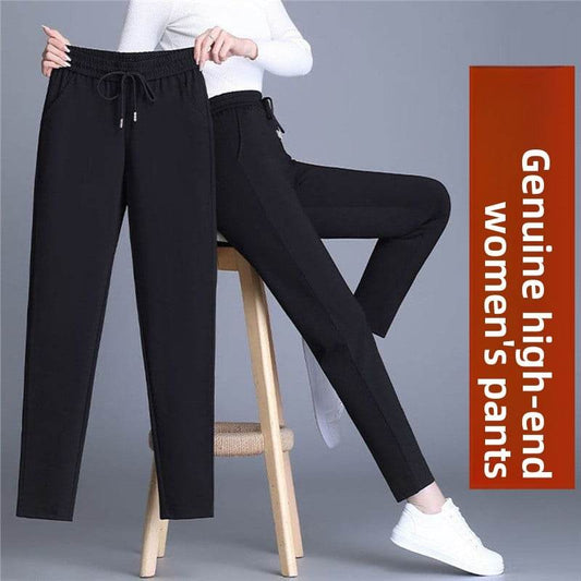 Women's High-Waisted Cotton Straight Casual Pants ? Summer Thin Elastic Trousers - Price Value Store
