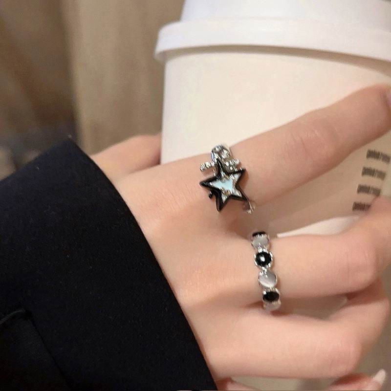 Blue Star Ring Women Premium Feeling Cat's Eye Stone Index Ring - Price Value Store