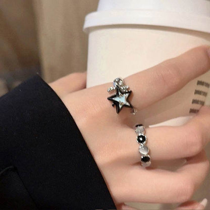 Blue Star Ring Women Premium Feeling Cat's Eye Stone Index Ring - Price Value Store