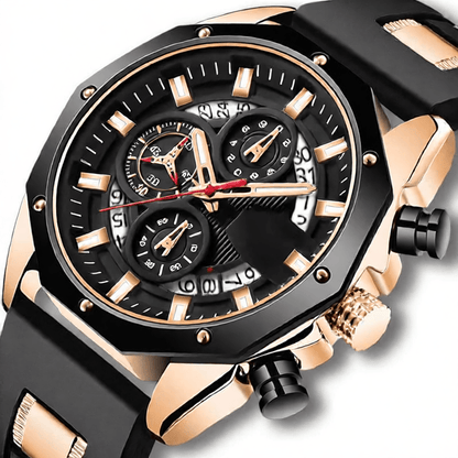 Quartz Men's Watch with Silicone Strap and Automatic Calendar - Price Value Store