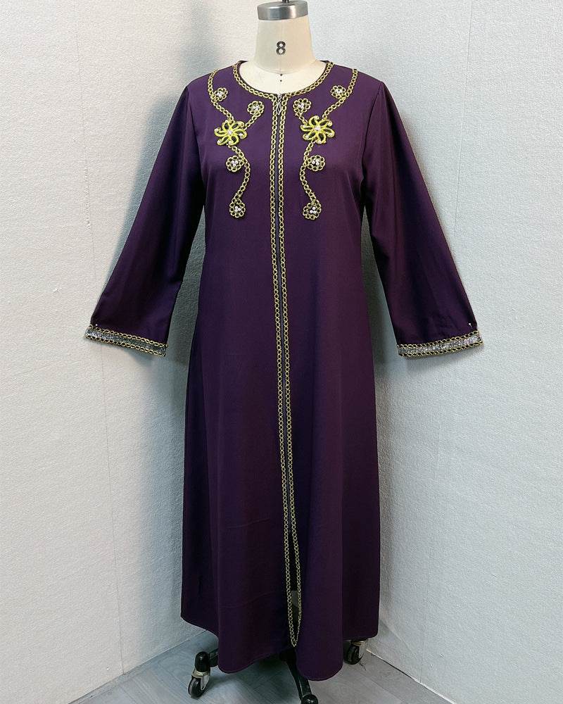 Embroidered floral dress and long robe - Price Value Store