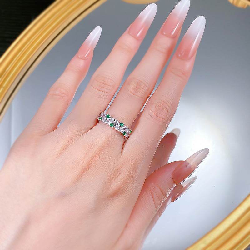 Green diamond pure silver ring - Price Value Store