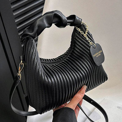 Textured vertical stripe handbag 2025 new niche design shoulder messenger bag foreign style all-match bag women's wholesale - Price Value Store