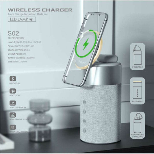 Magnetic suction wireless audio charging mobile phone headset magnetic suction wireless charging household mini portable desk decoration speaker - Price Value Store