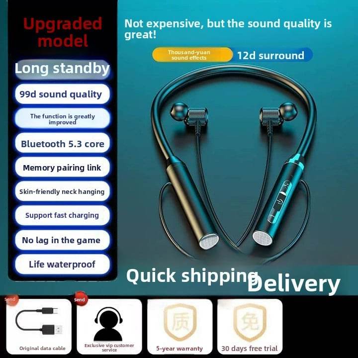 Neckband Bluetooth Headset with Noise Cancellation, Waterproof, Long Battery Life - Price Value Store