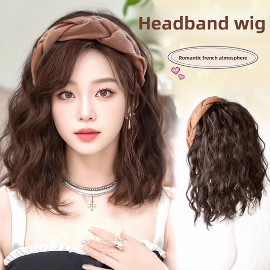 False hair band integrated high cranial top water ripple half head cover