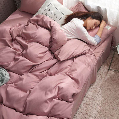 Four-piece Set Nordic Style Wash Cotton Quilt Cover Net-red Bed Sheet Student Dormitory Bedding - Price Value Store