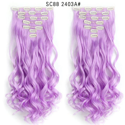 Seven Piece Wig Piece 16 Card Women Chemical Fibre High Temperature Silk Wig Long Curly Hair - Price Value Store