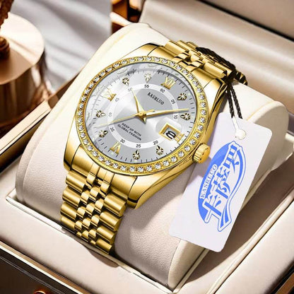 2025 New Roman Numerals Diamond Calendar Steel Band Watch Luminous Waterproof High Color Value Watch Cross-border Hot Sale - Price Value Store