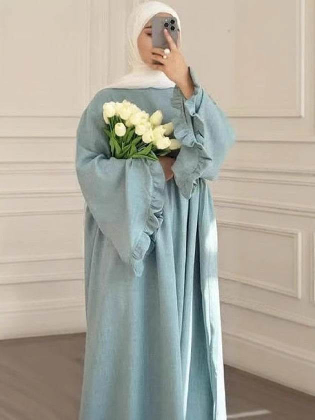 Fashionable and Elegant Pure Color Petal Sleeve Dress - Price Value Store