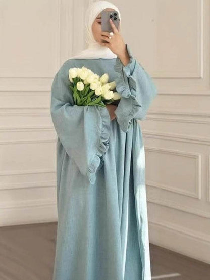 Fashionable and Elegant Pure Color Petal Sleeve Dress - Price Value Store