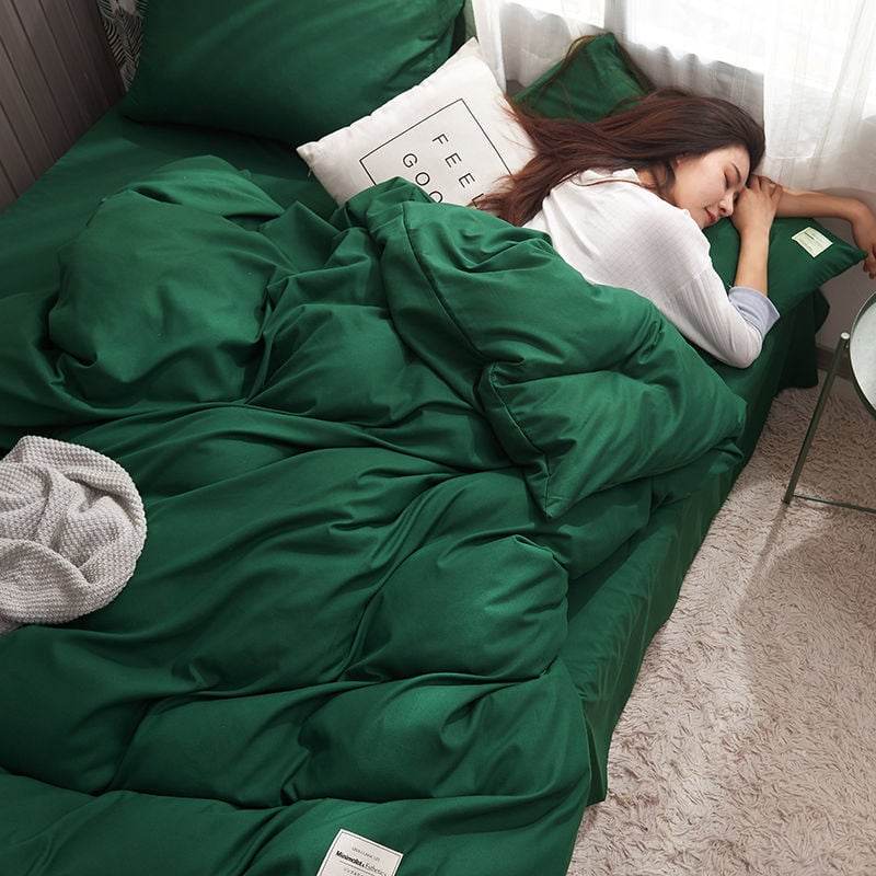 Four-piece Set Nordic Style Wash Cotton Quilt Cover Net-red Bed Sheet Student Dormitory Bedding - Price Value Store