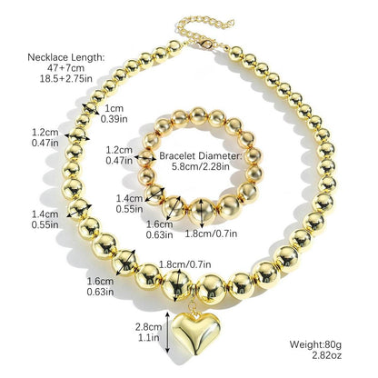 Cross-border New Necklace Hip-hop Amazon European and American Explosions CCB Bracelet Necklace Combination suit Hip-hop Necklace - Price Value Store