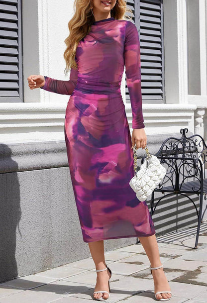 Women's Long-Sleeved Tie-Dye Elegant dress - Price Value Store