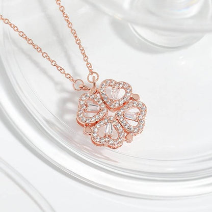 Two-Wearing Love Flower Pendant Heart-to-Heart Niche Design Sense One-Style Multi-Wearing Heart-Shaped Four-leaf Clover Necklace - Price Value Store