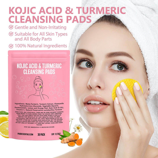 Kojic Acid Cleansing Pore Gentle Not Tight Daily Skin Care Moisturizing and Brightening Facial Turmeric Cleansing Pad - Price Value Store