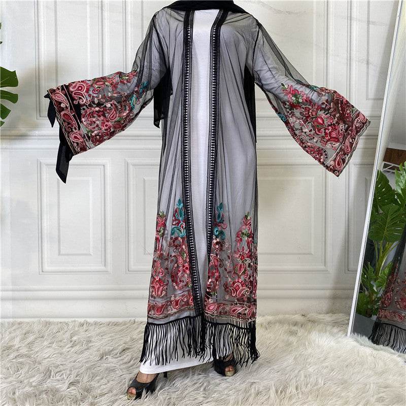 Cardigan with embroidered netting dress - Price Value Store