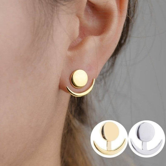 Geometric round earrings, fashionable and cute crescent-shaped earrings for girls - Price Value Store