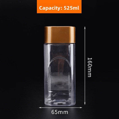 Square Transparent PET Plastic Storage Jars with Lids (300ml?700ml). - Price Value Store