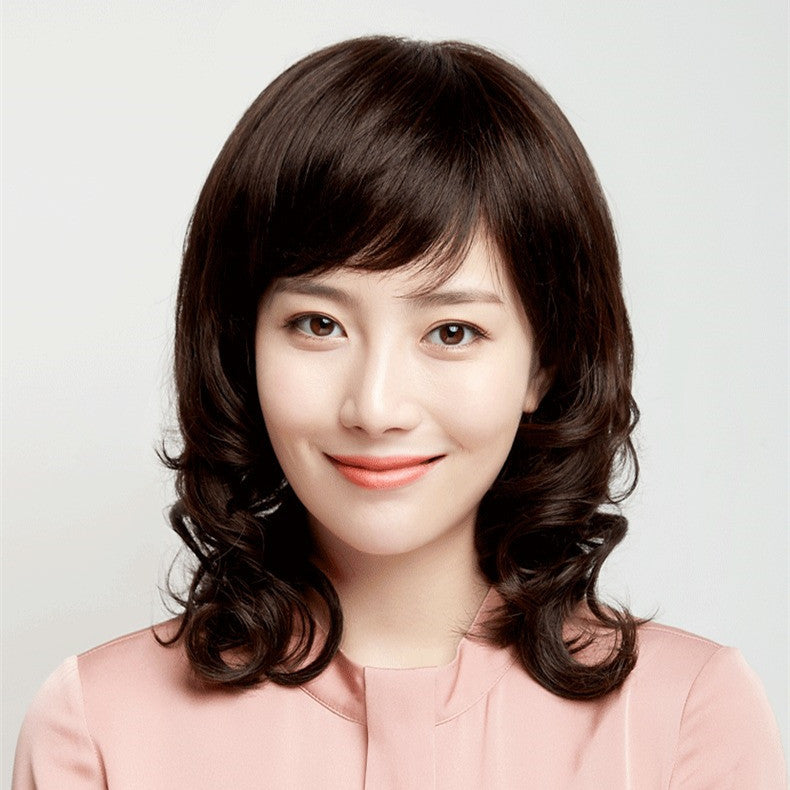 Large wavy wig for middle-aged and elderly women
