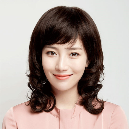 Large wavy wig for middle-aged and elderly women