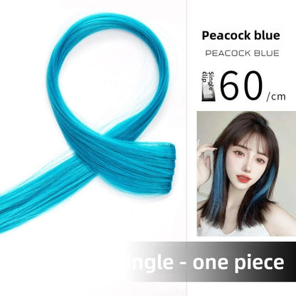 Colorful wig pieces with ear-hanging dyeing