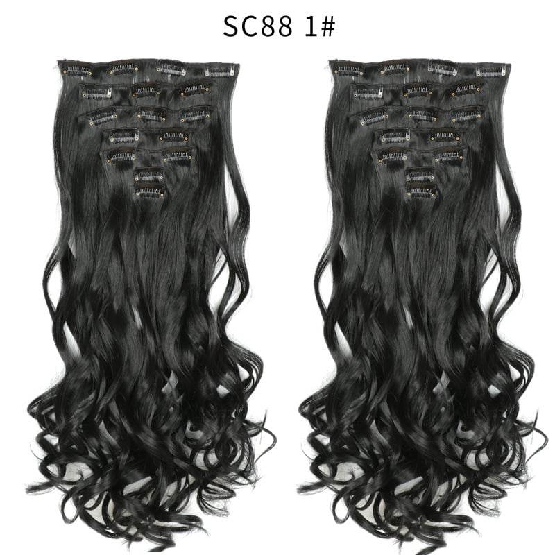 Seven Piece Wig Piece 16 Card Women Chemical Fibre High Temperature Silk Wig Long Curly Hair - Price Value Store