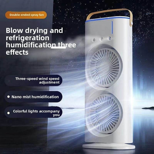 Three-hole spray dual-fan desktop strong wind cooling electric fan Portable fan for office and dormitory - Price Value Store