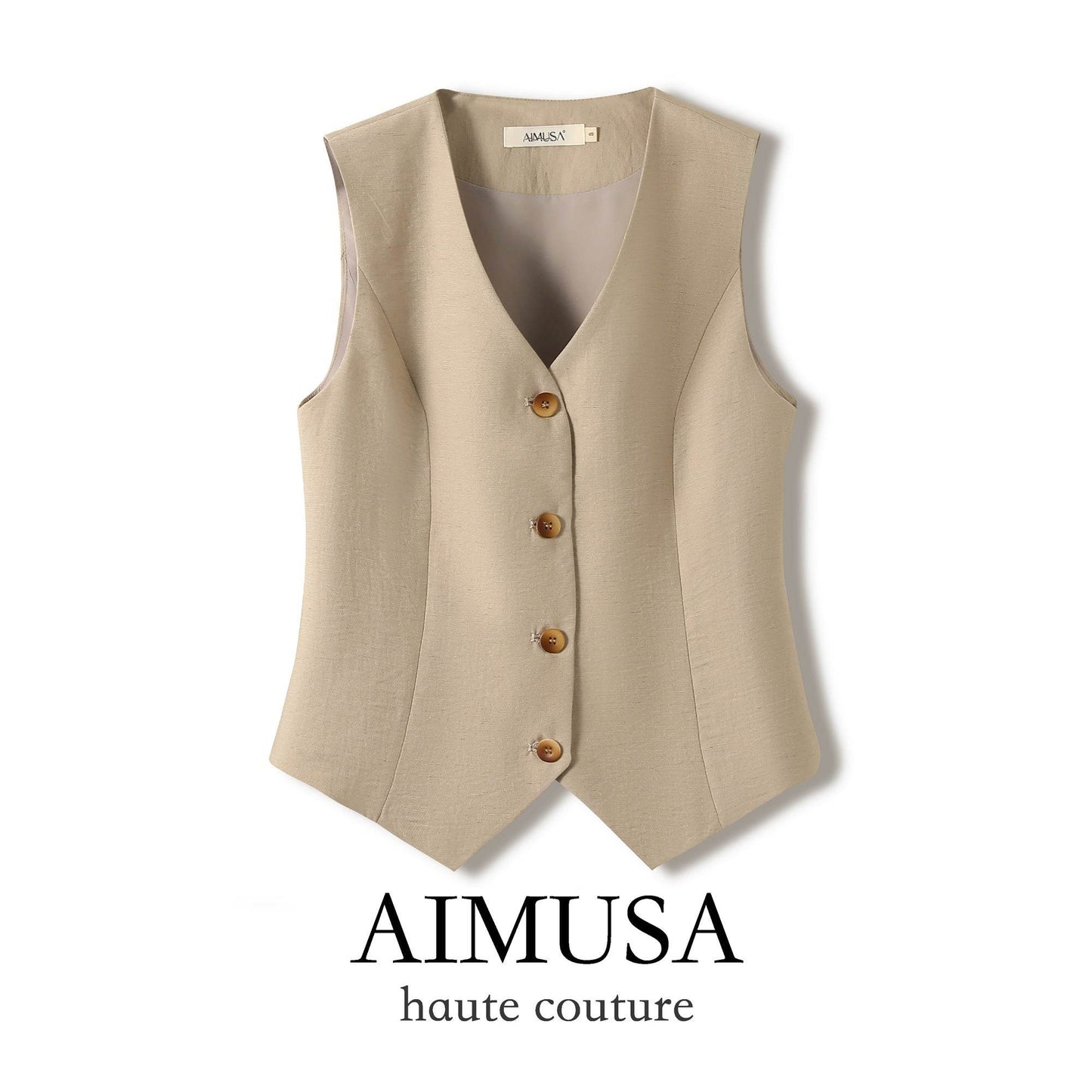 [Natural Fiber] Linen vest Vest Women's Summer 2025 Spring and Summer New arrival Elegant Sleeveless Waistcoat Vest - Price Value Store