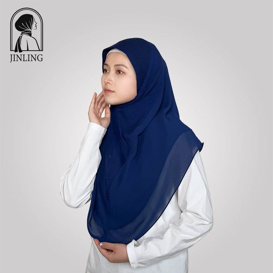 Double-layer chiffon long silk scarf headscarf - Price Value Store