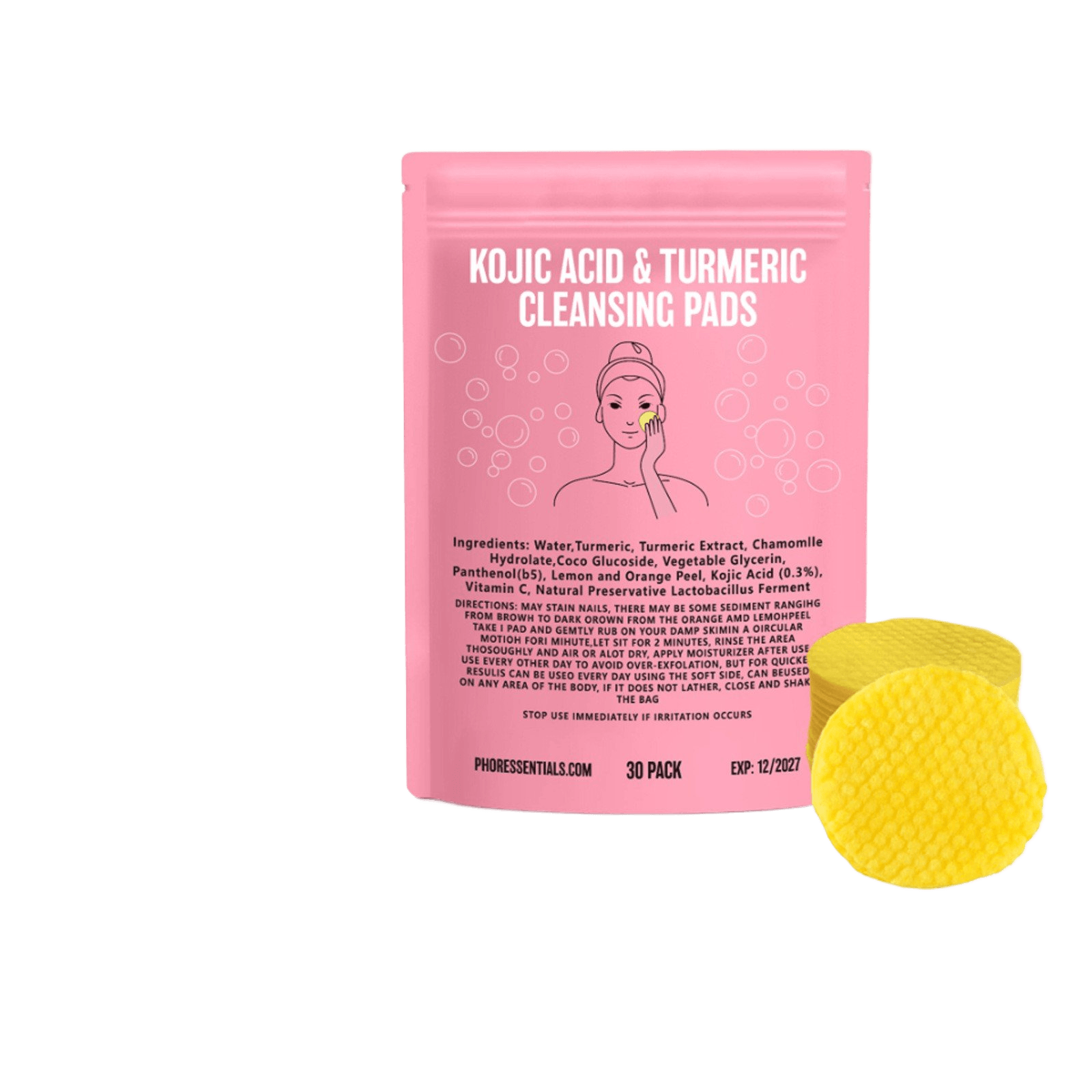 Kojic Acid Cleansing Pore Gentle Not Tight Daily Skin Care Moisturizing and Brightening Facial Turmeric Cleansing Pad - Price Value Store