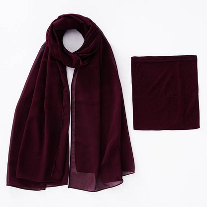 Modal Elastic Bucket Cap with Pearl Chiffon Scarf Set - Price Value Store
