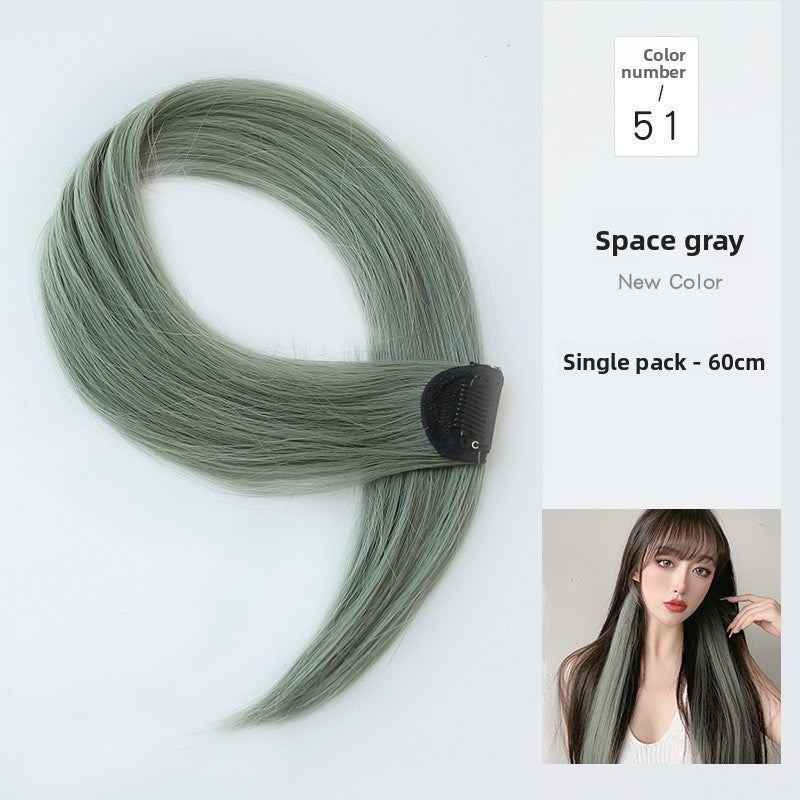 Colorful wig pieces with ear-hanging dyeing